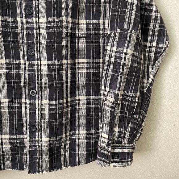 Vintage Woolrich Shirt Mens Large Black Plaid Flannel Elbow Patches Heavyweight - Picture 6 of 12